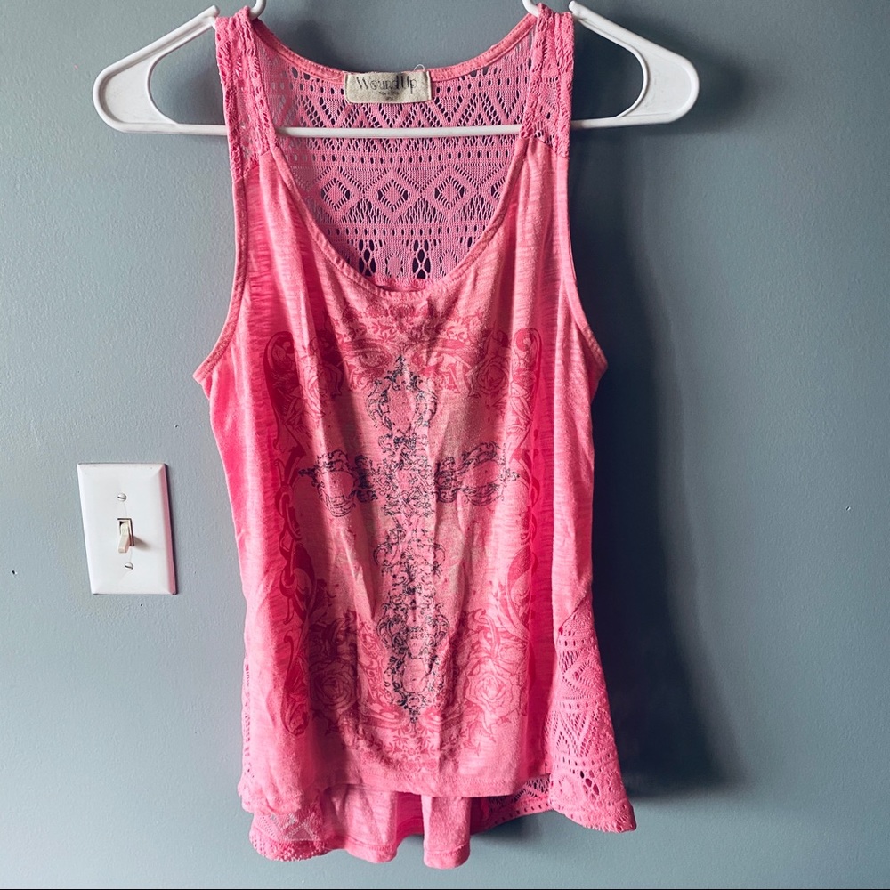 Wound Up pink lacy tank top
